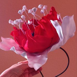 Foam Flower Headband . Patriotic style.